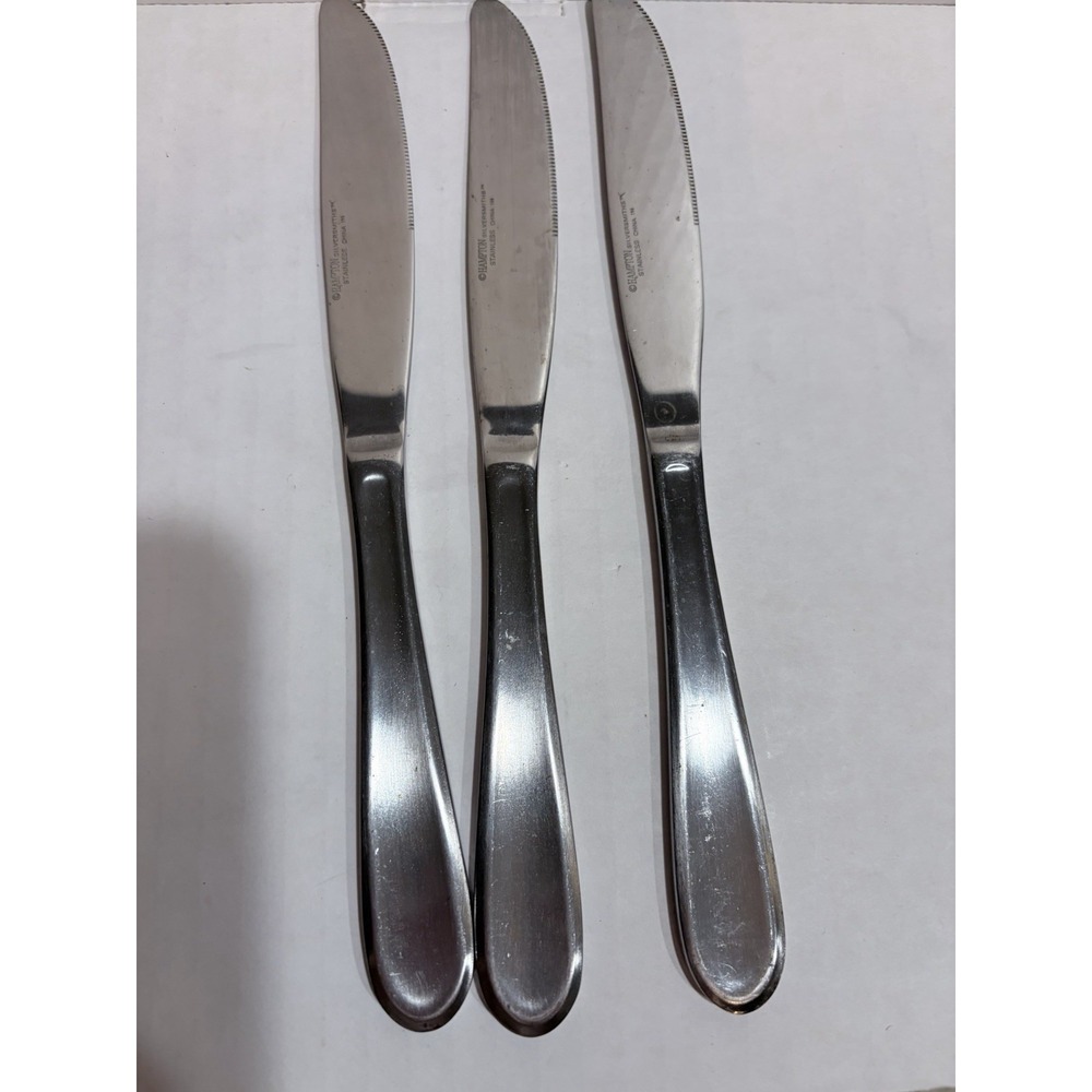 Hampton Silversmiths Stainless Steel Serrated Butter Knives Set of 3 Silver